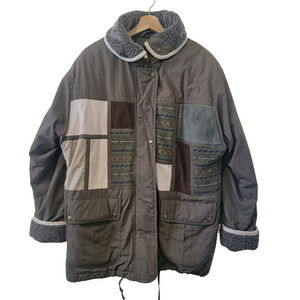 Izzi Genuine Rugged Patchwork Vintage Winter Puff Fleece Accent Corduroy Coat.